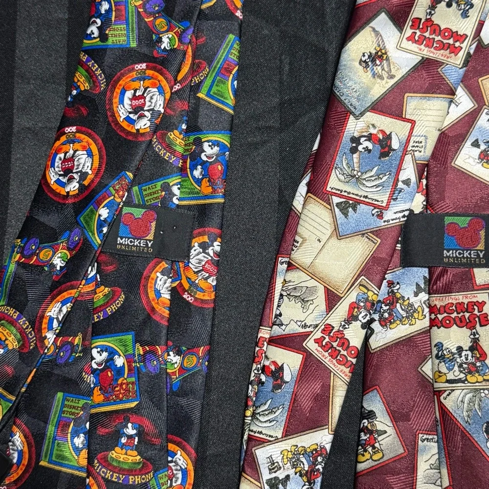 Vintage Mickey Mouse Disney Ties NWOT Bundle | Mickey Phone & Greetings Neckties